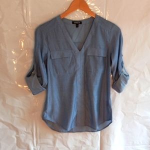 V Neck Long Sleeved Blouse By Express